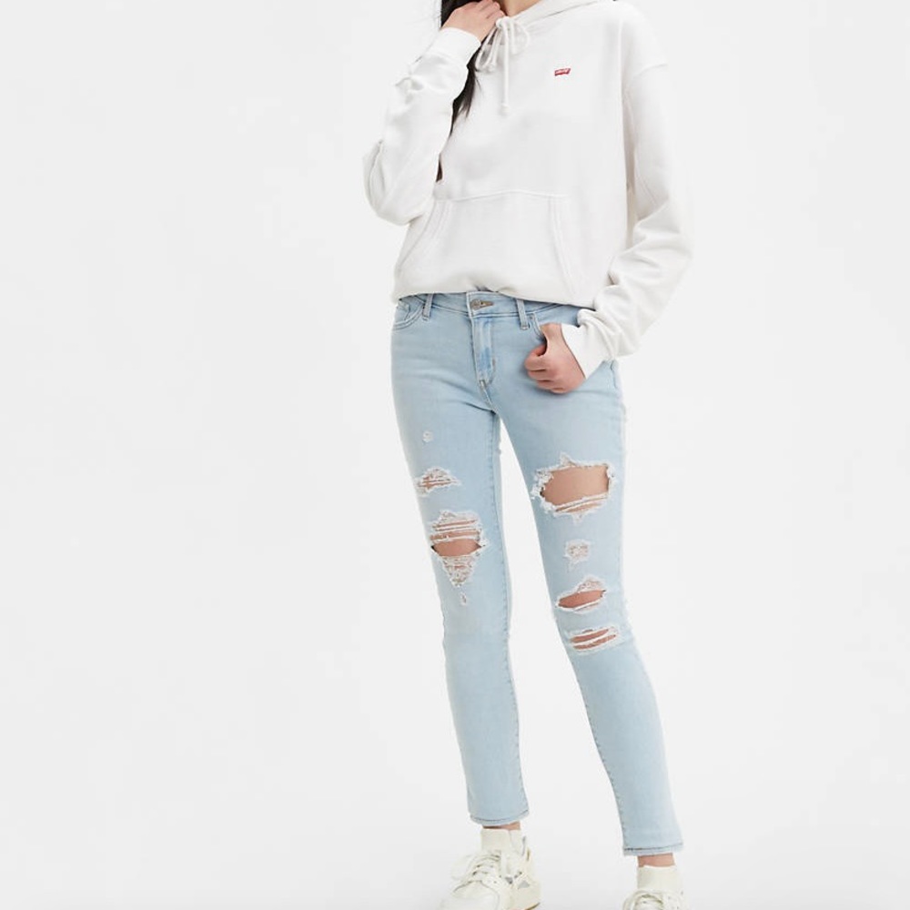 NEW Levi's 711 Mid Rise Distressed Skinny Jeans size 27 x 30